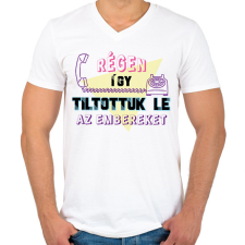 PRINTFASHION Régi letiltás - Férfi V-nyakú póló - Fehér férfi póló
