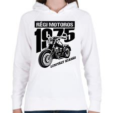 PRINTFASHION Régi motoros-Egyedi évszámmal - Női kapucnis pulóver - Fehér női pulóver, kardigán
