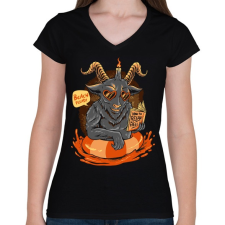 PRINTFASHION Relax a pokolban - Női V-nyakú póló - Fekete női póló