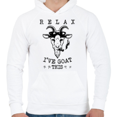 PRINTFASHION Relax kecske - Férfi kapucnis pulóver - Fehér