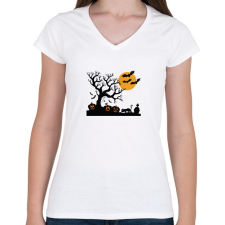PRINTFASHION Rémisztő Halloween - Női V-nyakú póló - Fehér női póló