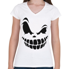 PRINTFASHION Rémisztő mosoly - Női V-nyakú póló - Fehér női póló