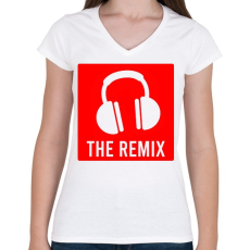 PRINTFASHION Remix - Női V-nyakú póló - Fehér