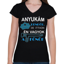 PRINTFASHION rendőr_10 - Női V-nyakú póló - Fekete női póló