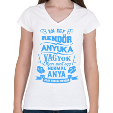 PRINTFASHION Rendőr Anyuka - Női V-nyakú póló - Fehér