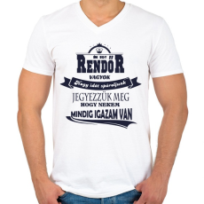 PRINTFASHION Rendőr Igaza - Férfi V-nyakú póló - Fehér