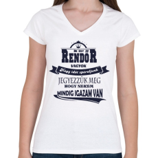 PRINTFASHION Rendőr Igaza - Női V-nyakú póló - Fehér