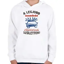PRINTFASHION Rendőr szülinapja június színes - Gyerek kapucnis pulóver - Fehér gyerek pulóver, kardigán