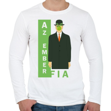 PRINTFASHION René Magritte - Az ember fia - Férfi hosszú ujjú póló - Fehér férfi póló