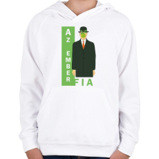 PRINTFASHION René Magritte - Az ember fia - Gyerek kapucnis pulóver - Fehér