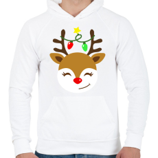 PRINTFASHION Rénszarvas  - Férfi kapucnis pulóver - Fehér