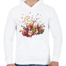 PRINTFASHION Rénszarvas - Férfi kapucnis pulóver - Fehér