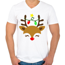 PRINTFASHION rénszarvas - Férfi V-nyakú póló - Fehér férfi póló