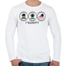 PRINTFASHION Repeat gamer - Férfi hosszú ujjú póló - Fehér