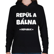 PRINTFASHION REPÜL A BÁLNA - Női kapucnis pulóver - Fekete