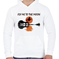 PRINTFASHION Repülj a holdig! - Férfi kapucnis pulóver - Fehér férfi pulóver, kardigán