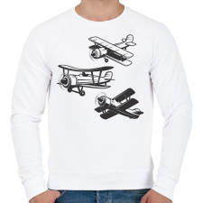 PRINTFASHION repülőgép - Férfi pulóver - Fehér férfi pulóver, kardigán