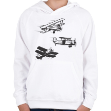 PRINTFASHION repülőgép - Gyerek kapucnis pulóver - Fehér gyerek pulóver, kardigán