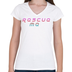 PRINTFASHION Rescue me - Női V-nyakú póló - Fehér