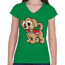 PRINTFASHION Rescue Puppy - Női V-nyakú póló - Zöld női póló