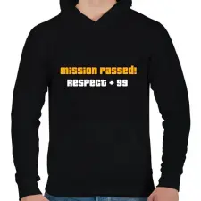 PRINTFASHION + RESPECT - Férfi kapucnis pulóver - Fekete férfi pulóver, kardigán