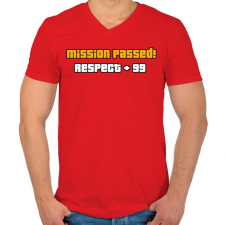 PRINTFASHION + RESPECT - Férfi V-nyakú póló - Piros férfi póló