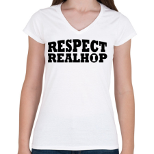 PRINTFASHION Respect - Női V-nyakú póló - Fehér női póló