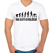 PRINTFASHION Részeg evolúció - Férfi V-nyakú póló - Fehér férfi póló