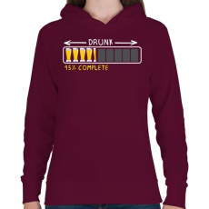 PRINTFASHION Részegedés folyamatban! - Női kapucnis pulóver - Bordó