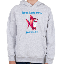PRINTFASHION Reszkess ovi halacska - Gyerek kapucnis pulóver - Sport szürke gyerek pulóver, kardigán