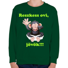 PRINTFASHION Reszkess ovi majom - Gyerek pulóver - Sötétzöld