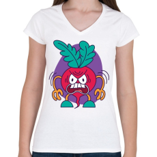 PRINTFASHION Retek - Női V-nyakú póló - Fehér