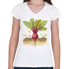PRINTFASHION Retek - Női V-nyakú póló - Fehér