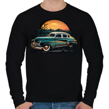 PRINTFASHION Retro autó naplementénél - Férfi pulóver - Fekete férfi pulóver, kardigán