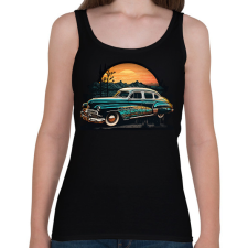 PRINTFASHION Retro autó naplementénél - Női atléta - Fekete női trikó