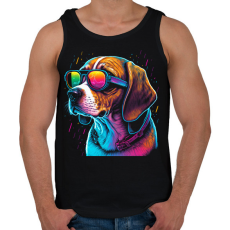 PRINTFASHION Retro Beagle - Férfi atléta - Fekete