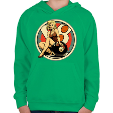 PRINTFASHION Retro biliárd 8-as golyó - Gyerek kapucnis pulóver - Zöld gyerek pulóver, kardigán