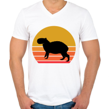 PRINTFASHION Retro Capybara - Férfi V-nyakú póló - Fehér férfi póló