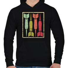 PRINTFASHION Retro darts - Férfi kapucnis pulóver - Fekete