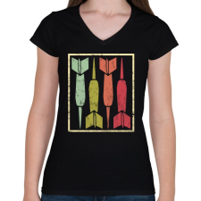 PRINTFASHION Retro darts - Női V-nyakú póló - Fekete női póló