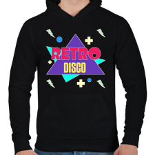 PRINTFASHION Retro disco - Férfi kapucnis pulóver - Fekete férfi pulóver, kardigán
