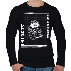 PRINTFASHION Retro gamer - Férfi hosszú ujjú póló - Fekete