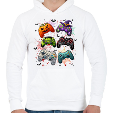 PRINTFASHION Retro Halloween Gaming Controller - Férfi kapucnis pulóver - Fehér