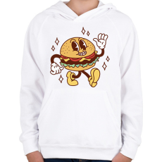 PRINTFASHION Retro hamburger - Gyerek kapucnis pulóver - Fehér
