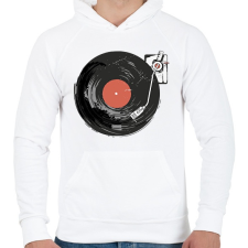 PRINTFASHION Retro hangulat - lemezjátszó - Férfi kapucnis pulóver - Fehér férfi pulóver, kardigán