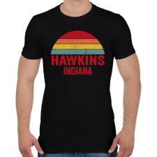 PRINTFASHION Retro Hawkins Indiana - Férfi póló - Fekete férfi póló
