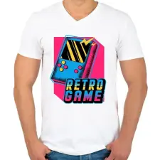 PRINTFASHION Retro játék - Férfi V-nyakú póló - Fehér férfi póló