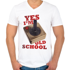 PRINTFASHION RETRO játékos - Férfi V-nyakú póló - Fehér férfi póló