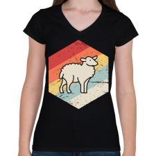 PRINTFASHION Retro juh, bárány - Női V-nyakú póló - Fekete női póló