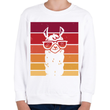 PRINTFASHION Retro láma - Gyerek pulóver - Fehér gyerek pulóver, kardigán